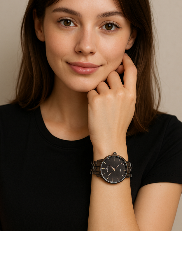 Black & Silver Wrist Watch For Women