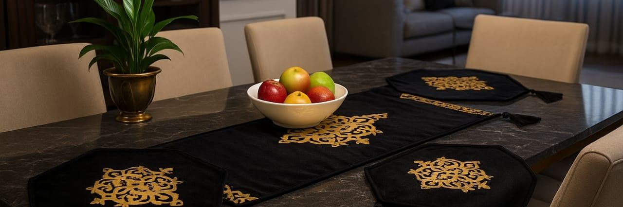 Royal Noir Velvet Table Runner