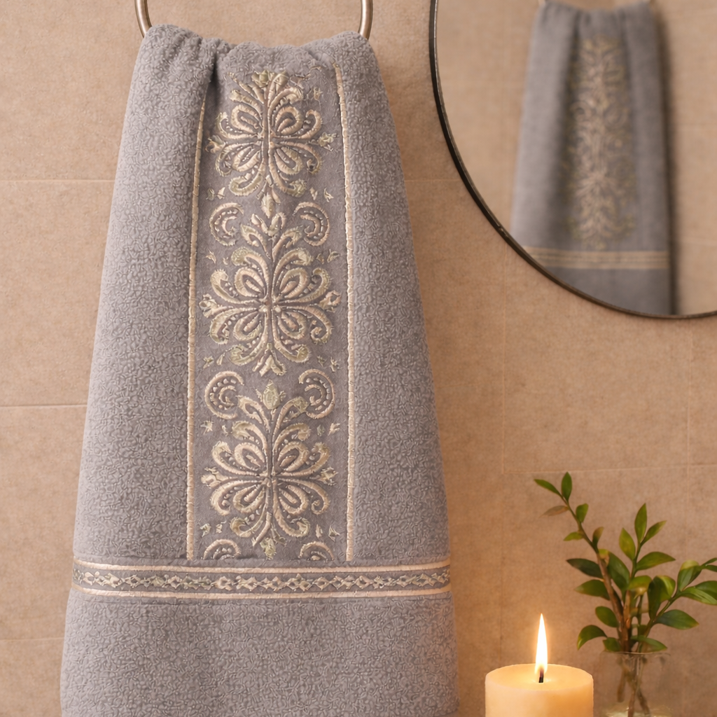 Modern Grey, Gold  Luxury Bath Towel