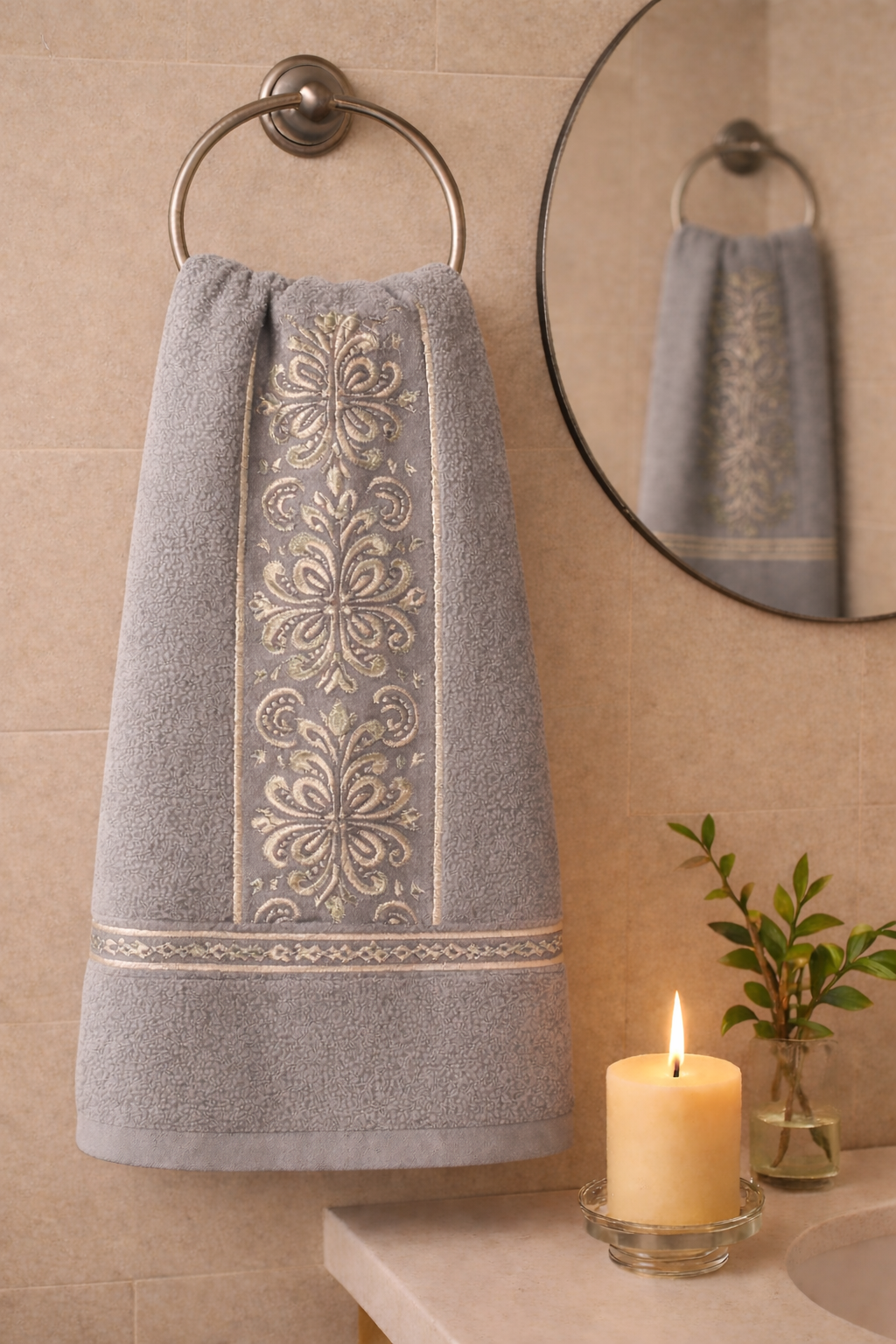 Modern Grey, Gold  Luxury Bath Towel
