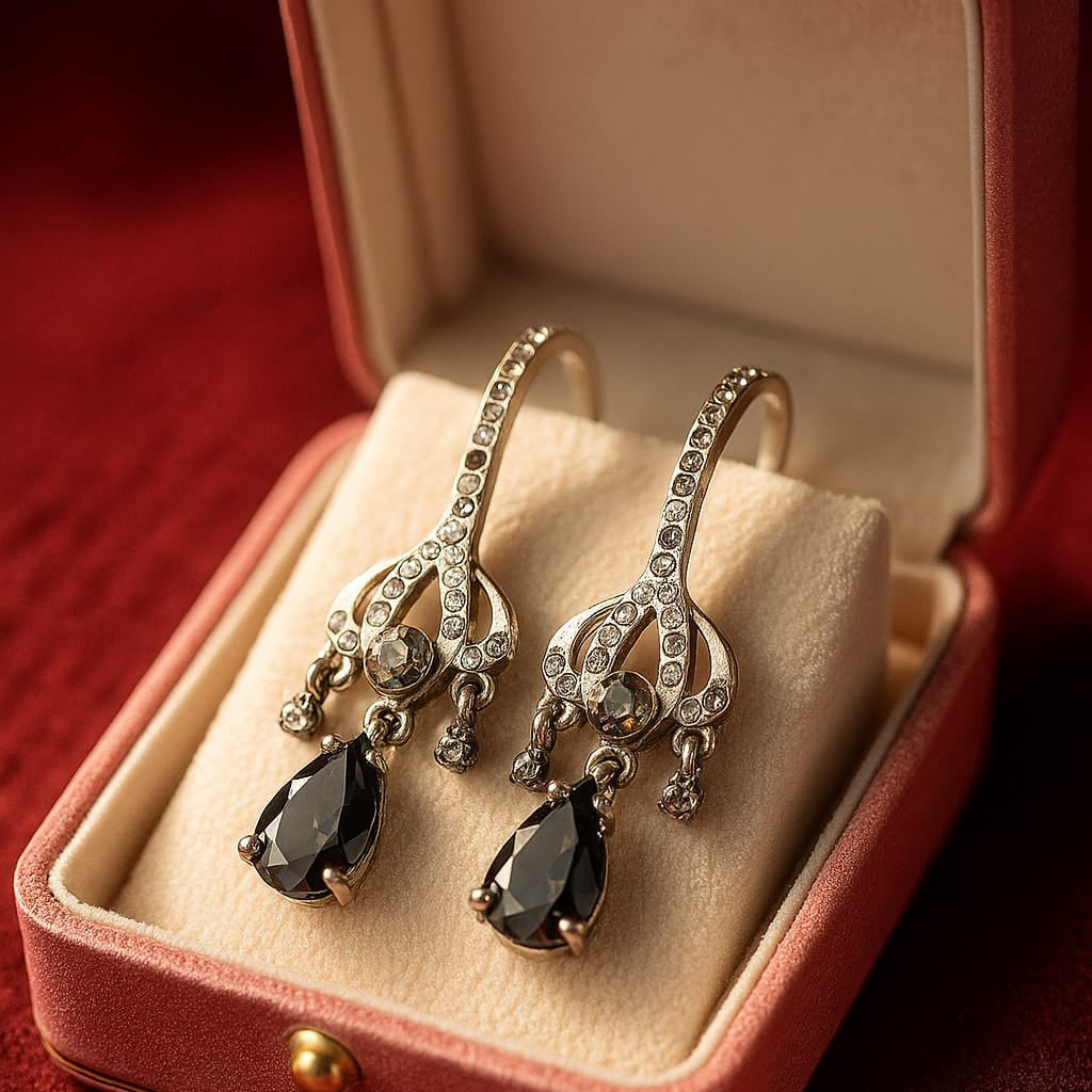 Noir Elegance Black Stone Earrings