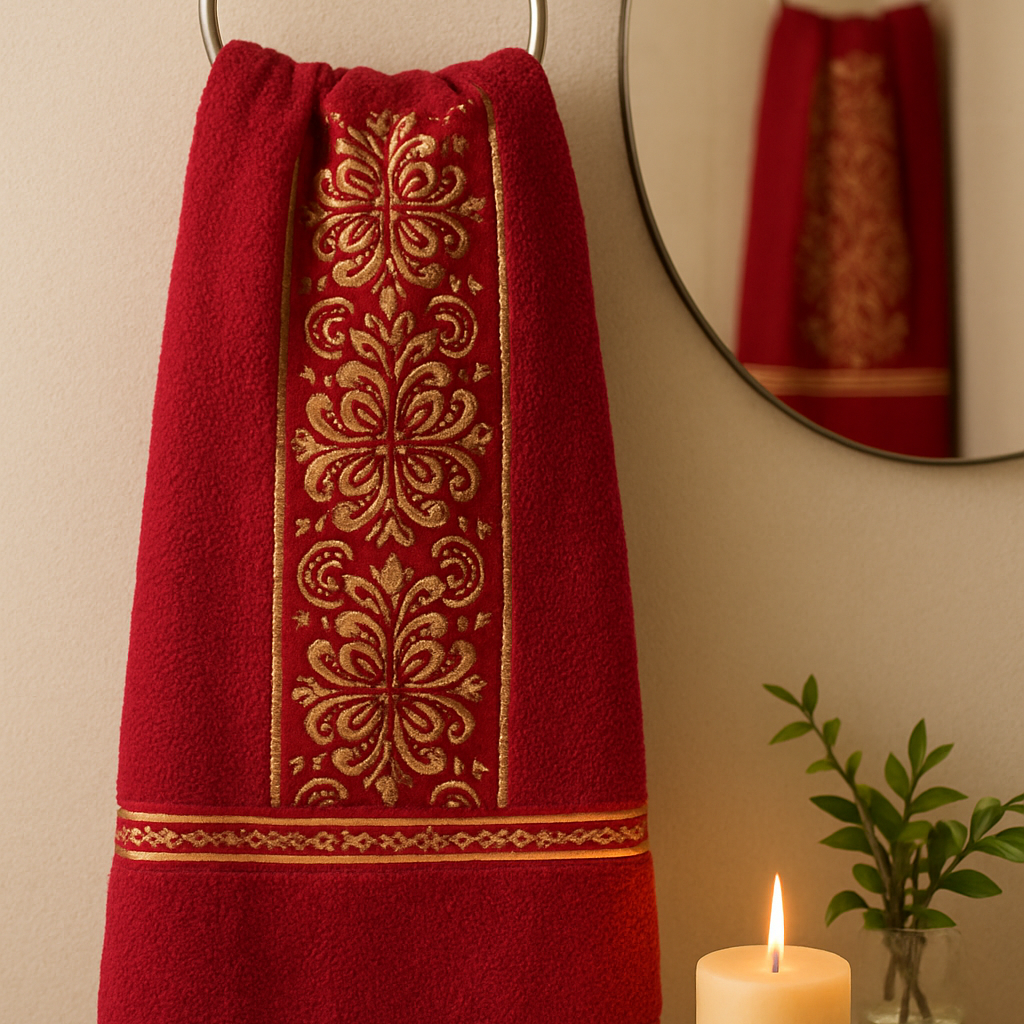 Aurora Soft Gold Red & Gold  Towels
